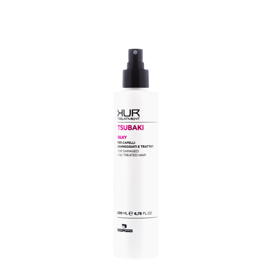 Tocco Magico KUR Treatment Tsubaki Silky nenuplaunamas fluidas pažeistiems ir garbanotiems plaukams